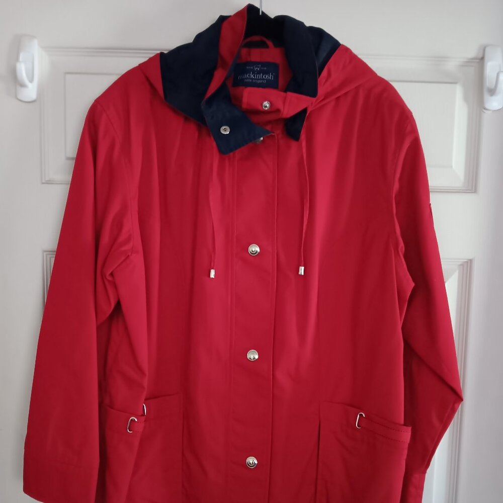 Spring Coat - Red with Navy contrast